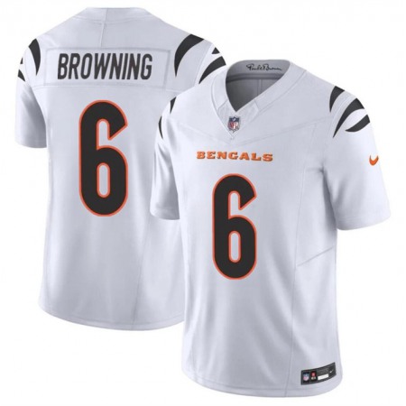 Men's Cincinnati Bengals #6 Jake Browning White 2023 F.U.S.E. Vapor Untouchable Limited Stitched Jersey