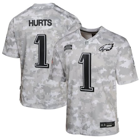 Youth Philadelphia Eagles Jalen Hurts Nike Arctic Camo 2024 Salute to Service Game Jersey