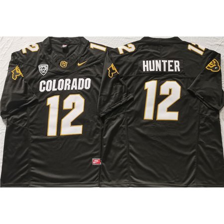 Men's Colorado Buffaloes Black #12 Hunter Stitched Jersey