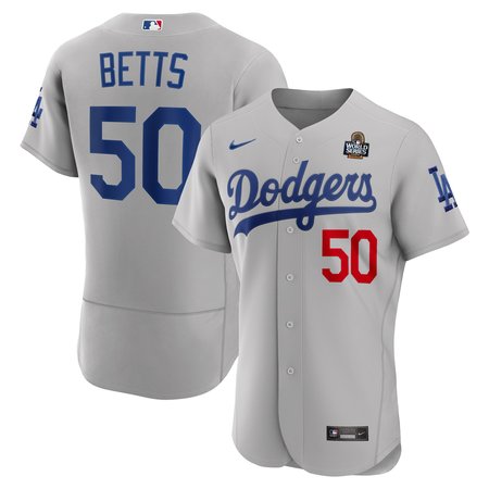 Men's Los Angeles Dodgers Mookie Betts Nike Gray 2024 World Series Alternate Authentic Player Jersey