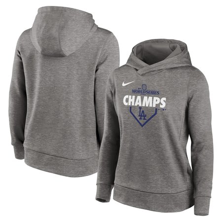 Women's Los Angeles Dodgers Nike Dark Heather Gray 2024 World Series Champions Lockup Pullover Hoodie