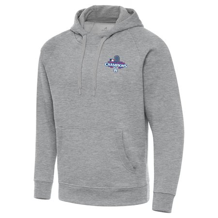 Men's Los Angeles Dodgers Antigua Heather Gray Big & Tall 2024 World Series Champions Victory Pullover Hoodie