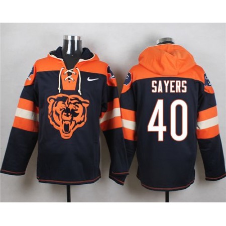 Nike Bears #40 Gale Sayers Navy Blue Player Pullover NFL Hoodie