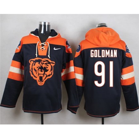 Nike Bears #91 Eddie Goldman Navy Blue Player Pullover NFL Hoodie