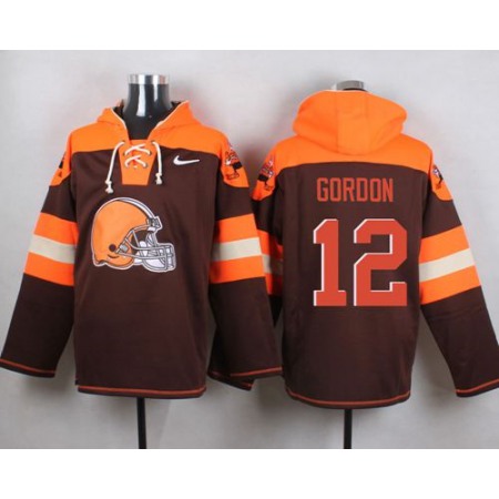 Nike Browns #12 Josh Gordon Brown Player Pullover NFL Hoodie