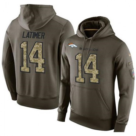 NFL Men's Nike Denver Broncos #14 Cody Latimer Stitched Green Olive Salute To Service KO Performance Hoodie