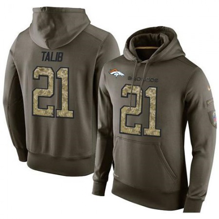 NFL Men's Nike Denver Broncos #21 Aqib Talib Stitched Green Olive Salute To Service KO Performance Hoodie