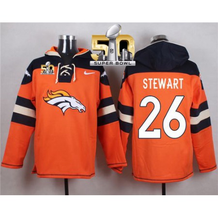 Denver Broncos #26 Darian Stewart Orange Super Bowl 50 Player Pullover NFL Hoodie