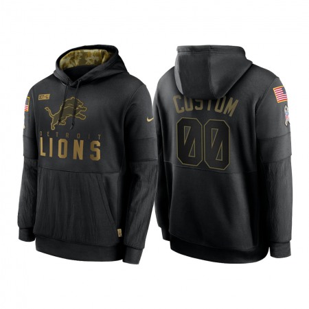 Men's Detroit Lions ACTIVE PLAYER Custom 2020 Black Salute to Service Sideline Performance Pullover Hoodie