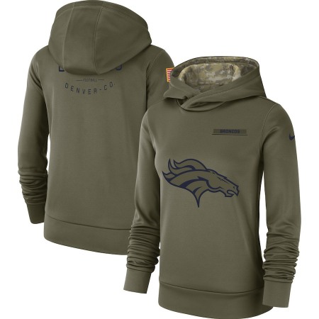 Women's Denver Broncos Olive Salute to Service Team Logo Performance Pullover NFL Hoodie