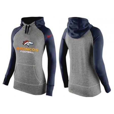 Women's Nike Denver Broncos Performance Hoodie Grey & Dark Blue