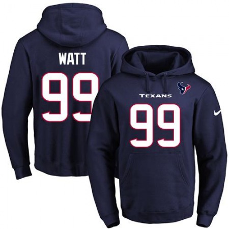 Nike Texans #99 J.J. Watt Navy Blue Name & Number Pullover NFL Hoodie