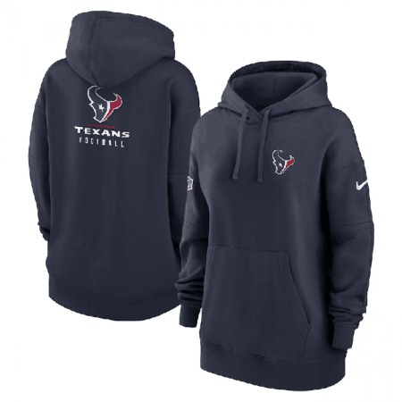 Women's Houston Texans Navy Sideline Club Fleece Pullover Hoodie(Run Small)