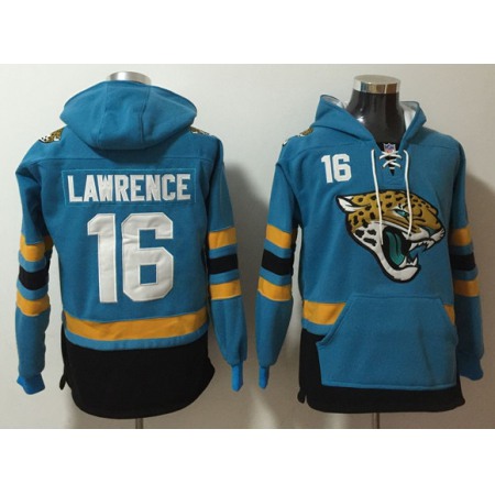 Men's Jacksonville Jaguars #16 Trevor Lawrence Teal Ageless Must-Have Lace-Up Pullover Hoodie