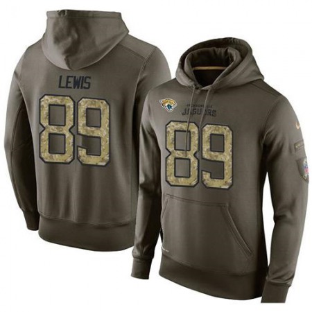 NFL Men's Nike Jacksonville Jaguars #89 Marcedes Lewis Stitched Green Olive Salute To Service KO Performance Hoodie