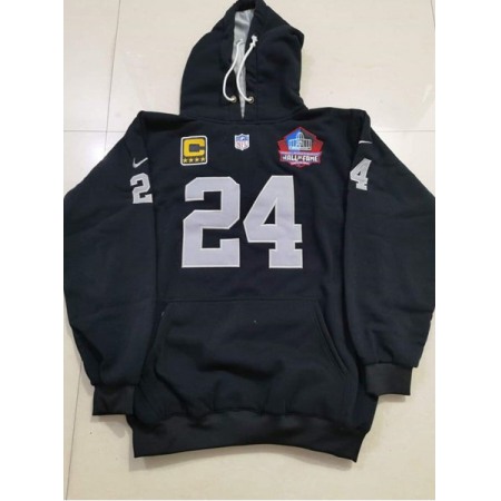 Men's Las Vegas Raiders #24 Charles Woodson Black Pullover Hoodie