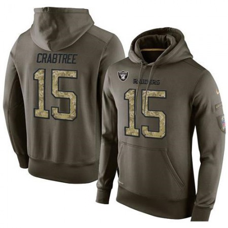 NFL Men's Nike Oakland Raiders #15 Michael Crabtree Stitched Green Olive Salute To Service KO Performance Hoodie