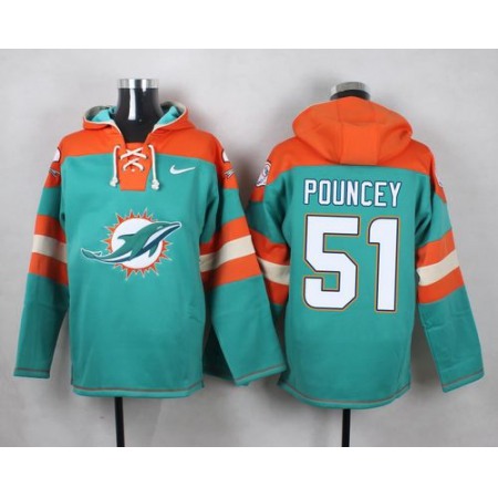 Nike Dolphins #51 Mike Pouncey Aqua Green Player Pullover NFL Hoodie