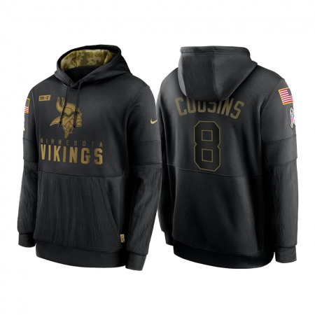 Men's Minnesota Vikings #8 Kirk Cousins 2020 Black Salute to Service Sideline Performance Pullover Hoodie