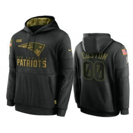 Men's New England Patriots ACTIVE PLAYER Custom 2020 Black Salute To Service Sideline Performance Pullover Hoodie