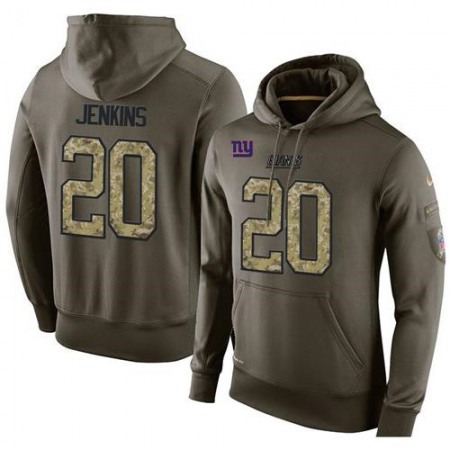 NFL Men's Nike New York Giants #20 Janoris Jenkins Stitched Green Olive Salute To Service KO Performance Hoodie