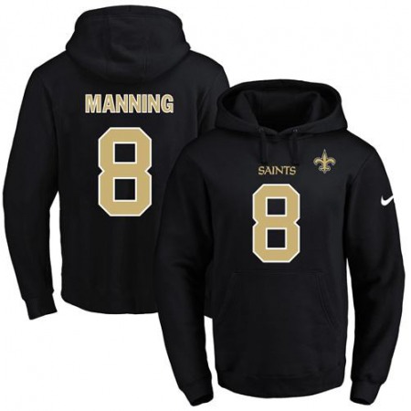 Nike Saints #8 Archie Manning Black Name & Number Pullover NFL Hoodie