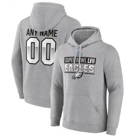 Men's Philadelphia Eagles Active Player Custom Grey Super Bowl LVII Name & Number Pullover Hoodie