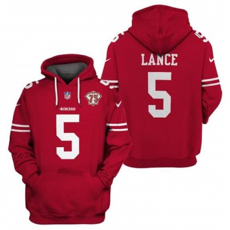 Men's San Francisco 49ers #5 Trey Lance 2021 75th Anniversary Alternate Pullover Hoodie