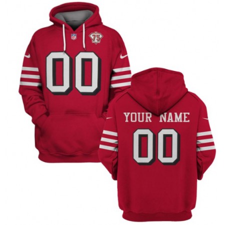 Men's San Francisco 49ers Active Custom 2021 Red 75th Anniversary Pullover Hoodie