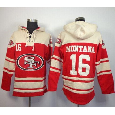 Nike 49ers #16 Joe Montana Red Sawyer Hoodie Sweatshirt NFL Hoodie