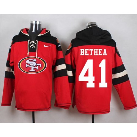 Nike 49ers #41 Antoine Bethea Red Player Pullover NFL Hoodie