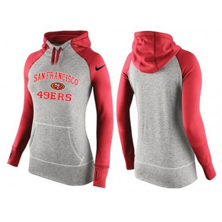 Women's Nike San Francisco 49ers Performance Hoodie Grey & Red_2