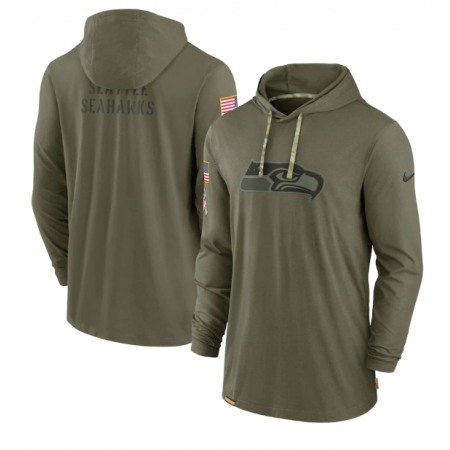 Men's Seattle Seahawks 2022 Olive Salute to Service Tonal Pullover Hoodie