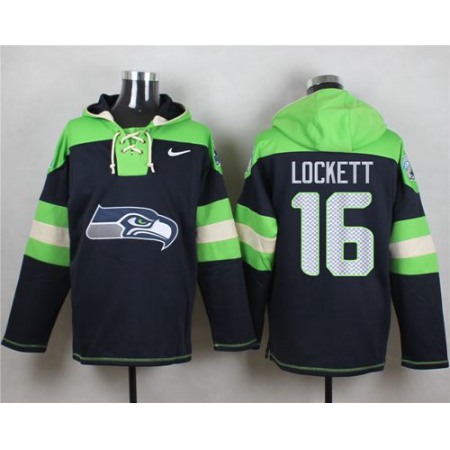 Nike Seahawks #16 Tyler Lockett Steel Blue Player Pullover NFL Hoodie