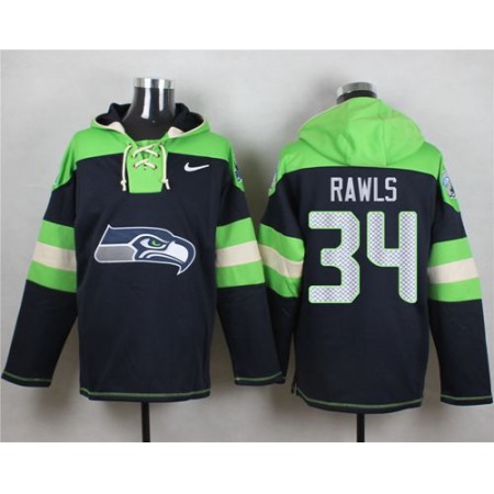 Nike Seahawks #34 Thomas Rawls Steel Blue Player Pullover NFL Hoodie