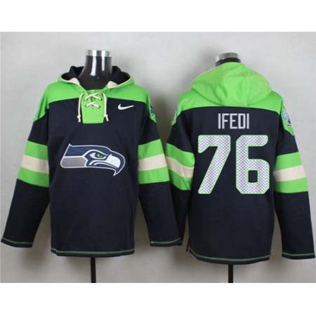 Nike Seahawks #76 Germain Ifedi Navy Blue Player Pullover NFL Hoodie