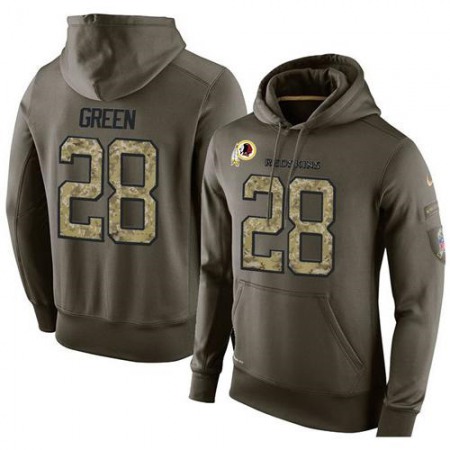 NFL Men's Nike Washington Redskins #28 Darrell Green Stitched Green Olive Salute To Service KO Performance Hoodie