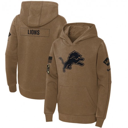 Youth Detroit Lions 2023 Brown Salute to Service Pullover Hoodie