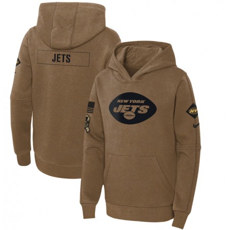 Youth New York Jets 2023 Brown Salute to Service Pullover Hoodie