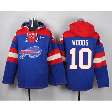 Nike Bills #10 Robert Woods Royal Blue Player Pullover NFL Hoodie