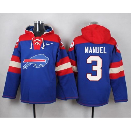 Nike Bills #3 EJ Manuel Royal Blue Player Pullover NFL Hoodie