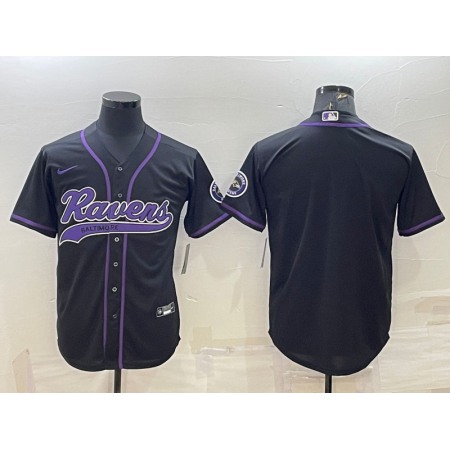 Men's Baltimore Ravens Blank Black With Patch Cool Base Stitched Baseball Jersey