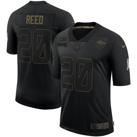 Men's Baltimore Ravens #20 Ed Reed Black 2020 Salute To Service Limited Stitched Jersey