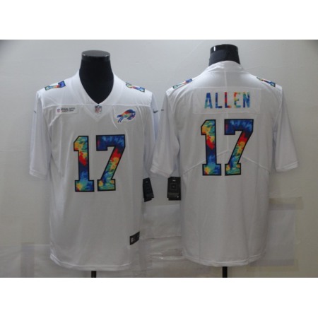 Men's Buffalo Bills #17 Josh Allen 2020 White Crucial Catch Limited Stitched Jersey