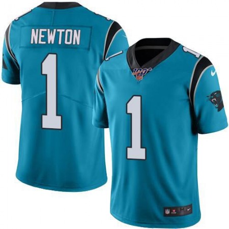 Men's Carolina Panthers #1 Cam Newton Blue 2019 100th Season Vapor Untouchable Limited Stitched NFL Jersey