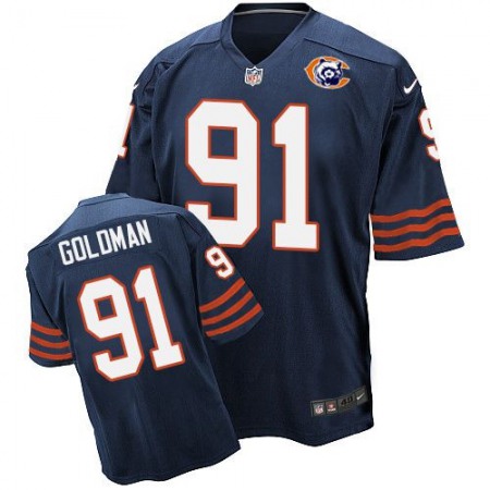 Nike Bears #91 Eddie Goldman Navy Blue Throwback Men's Stitched NFL Elite Jersey