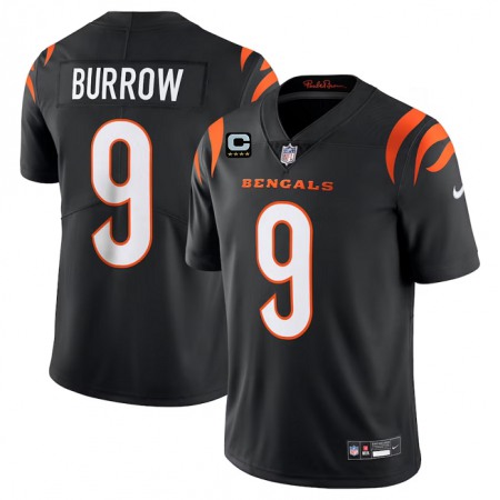 Men's Cincinnati Bengals #9 Joe Burrow Black With 4-Star C Patch Vapor Untouchable Limited Stitched Jersey