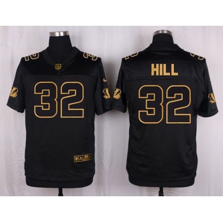 Nike Bengals #32 Jeremy Hill Black Men's Stitched NFL Elite Pro Line Gold Collection Jersey