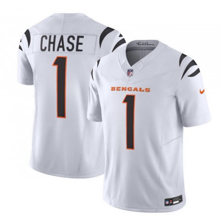 Men's Cincinnati Bengals #1 Ja'Marr Chase White 2023 F.U.S.E. Vapor Untouchable Limited Stitched Jersey