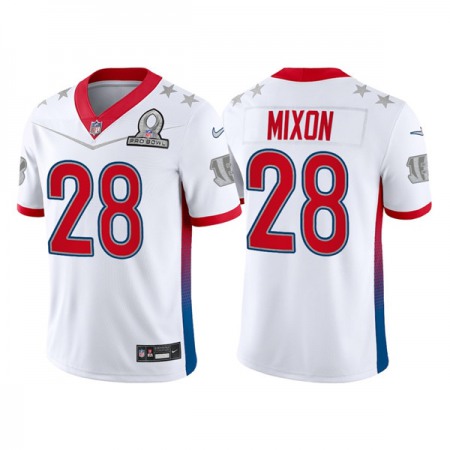 Men's Cincinnati Bengals #28 Joe Mixon 2022 White AFC Pro Bowl Stitched Jersey